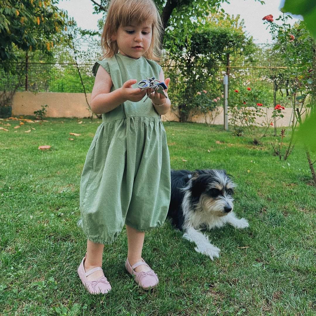 Salopetă oversized din muselină – Sage Green imagine 2