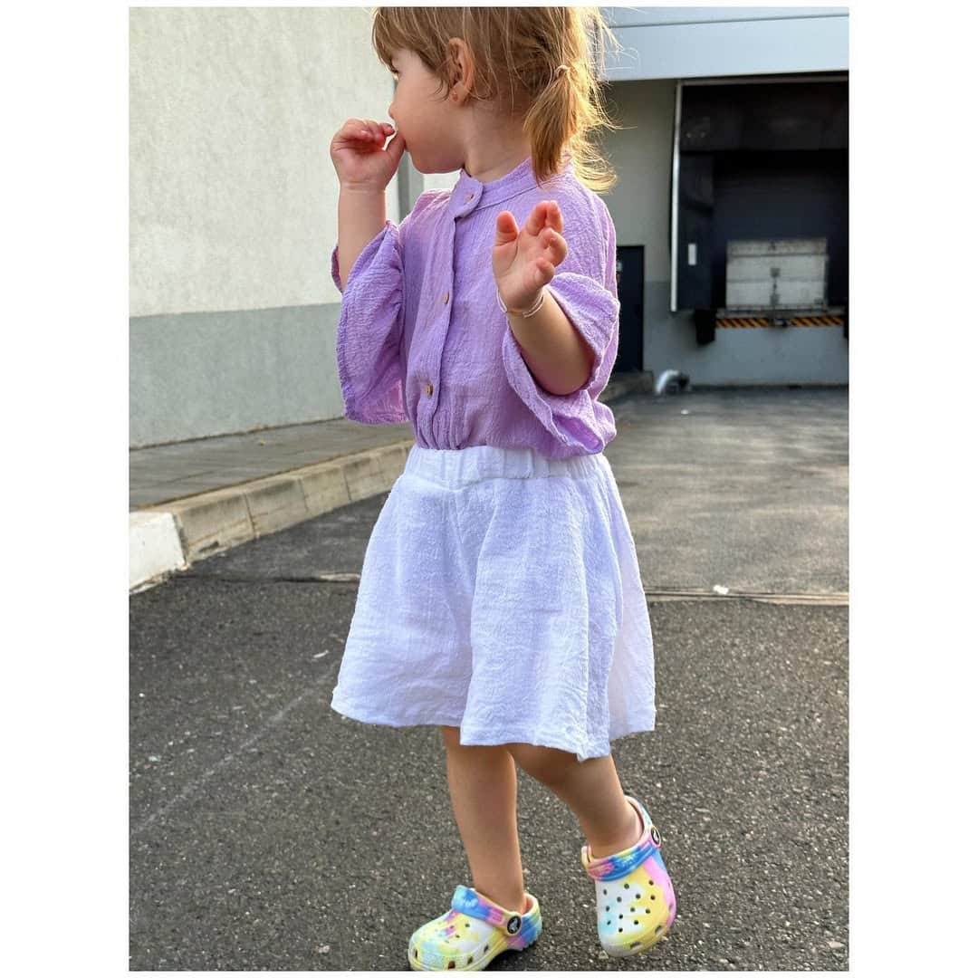 Set oversized din bumbac texturat – Lilac & White (2 piese) imagine 3