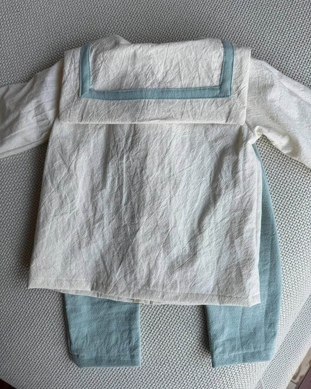 Set sailor din bumbac – Cream & Blue (2 piese) imagine 1