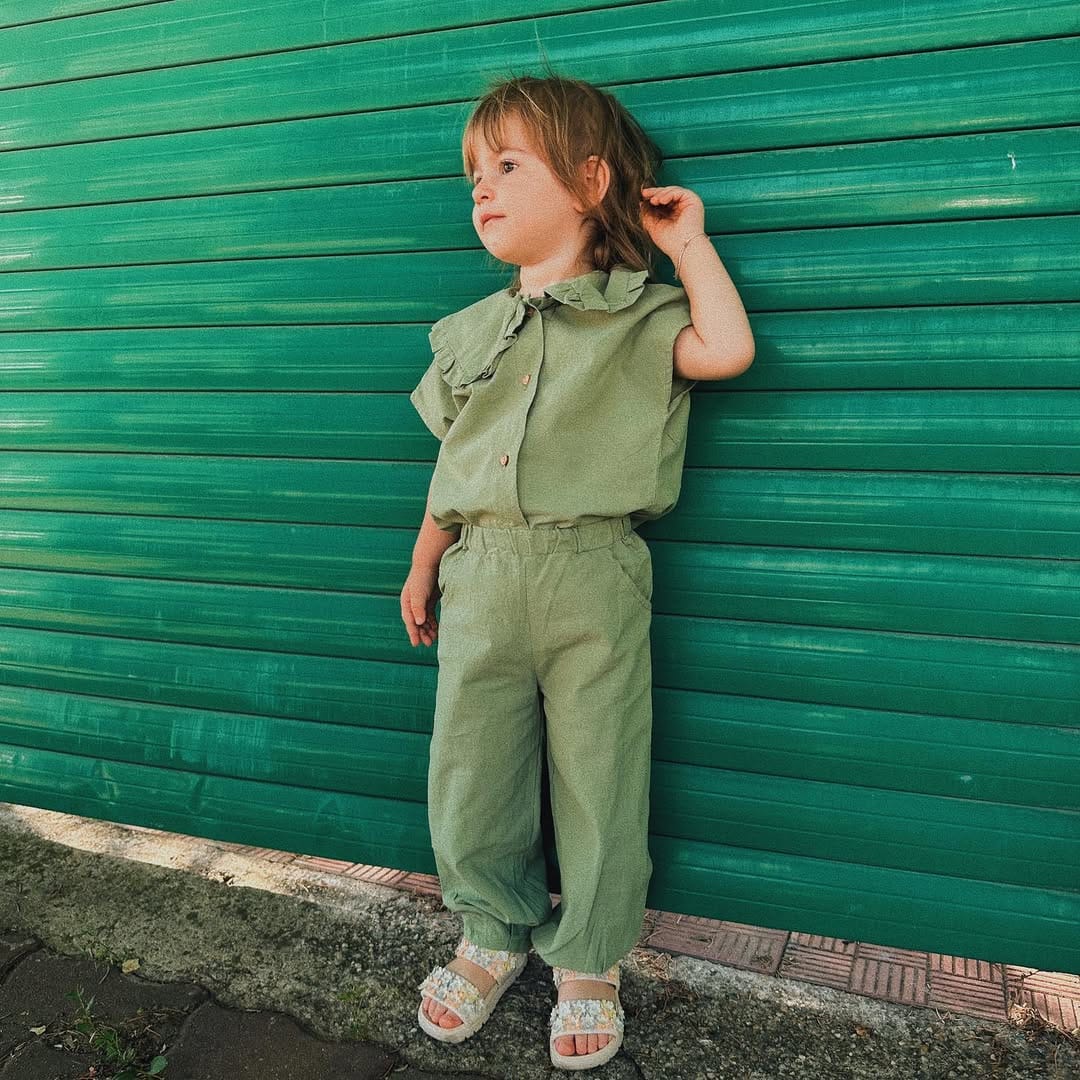 Set oversized din muselină – Sage Green (2 piese) imagine 1